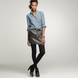 J. CREW Gold Metallic Floral Silk Mini Skirt with Pockets 6